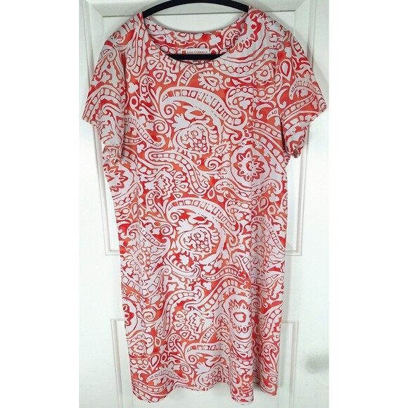 Jude Connally Ella Tango Paisley Dress Short Sleeve Orange Coral Size Large - Picture 1 of 6